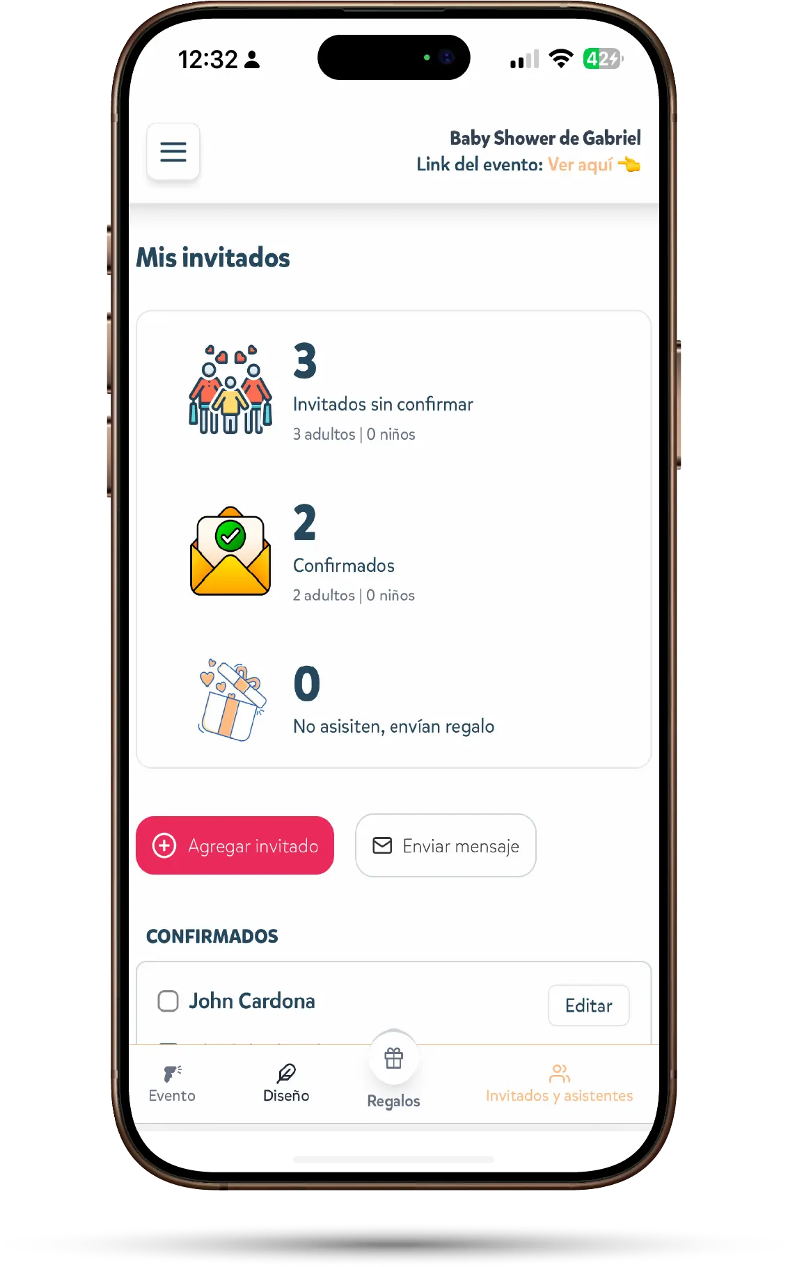 Vista previa de la aplicación MiCelebración en un teléfono